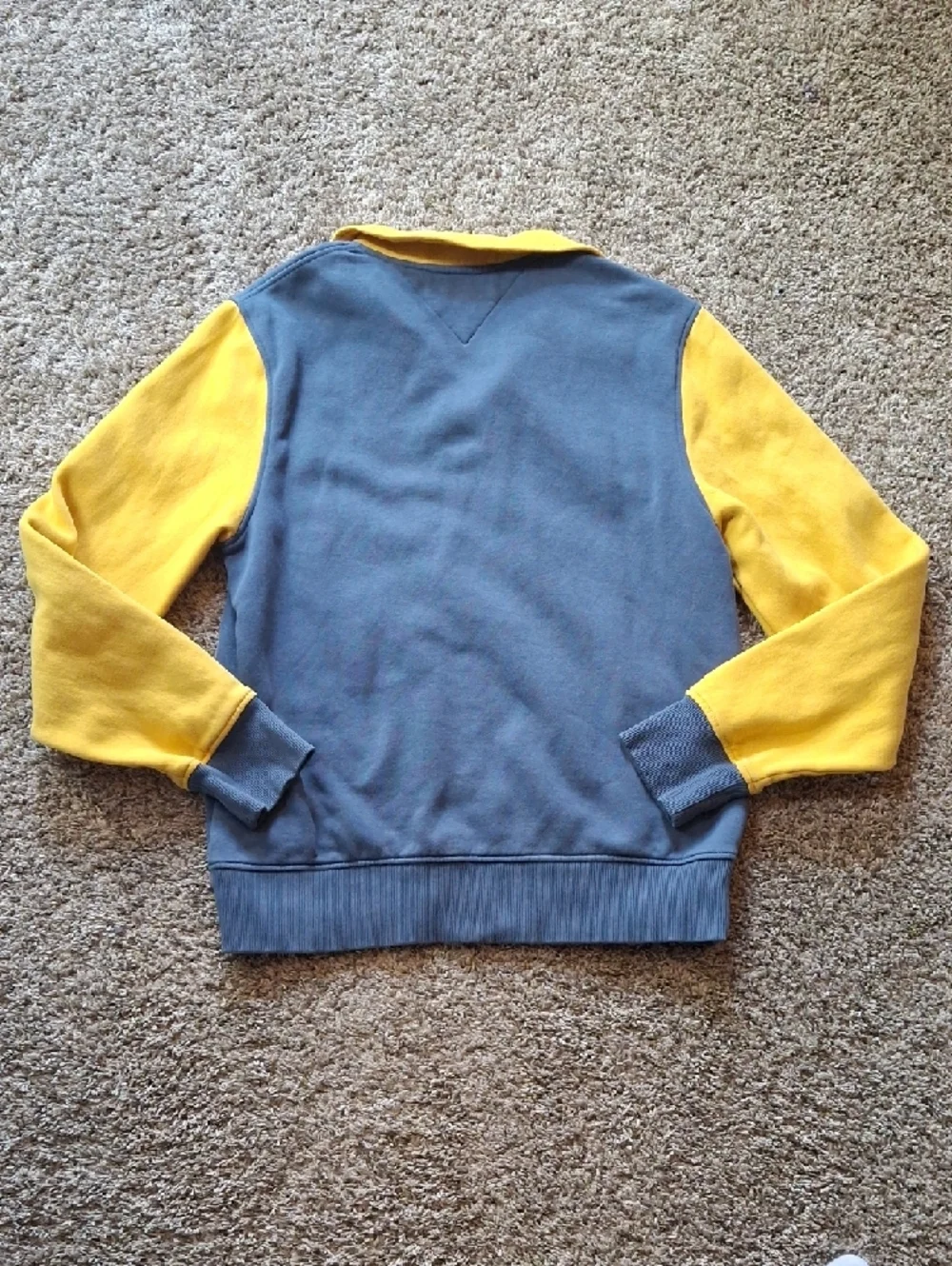 Tommy Hilfiger Men's Blue Body Yellow Sleeve Zip Pullover - Picture 5 of 5